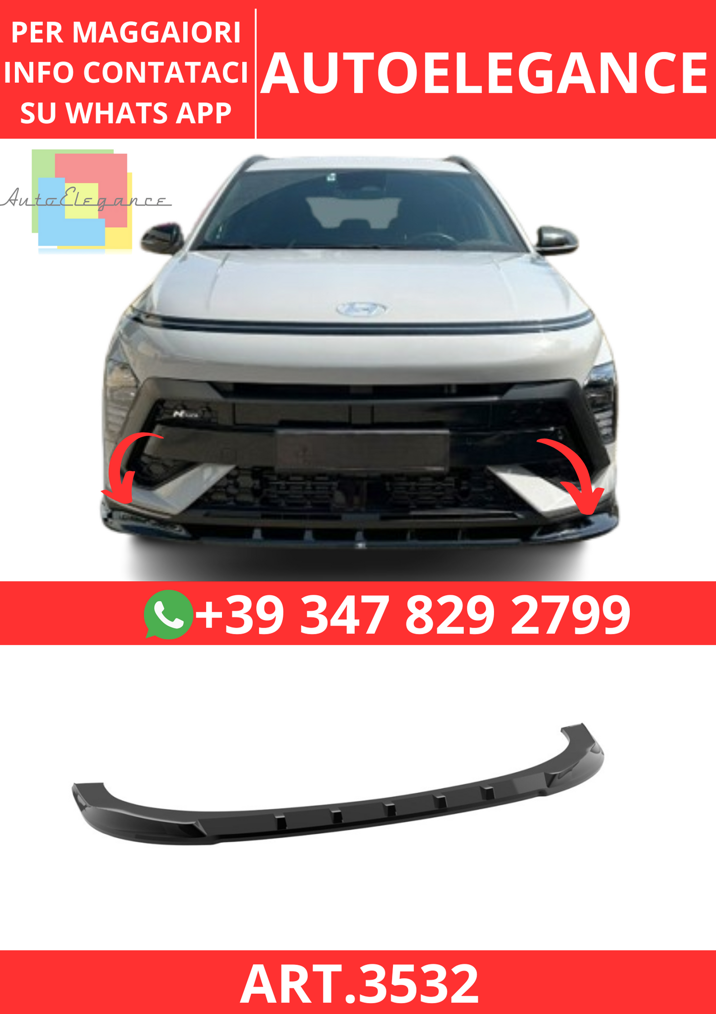 💫ART.3532 Splitter Hyundai Kona N-Line Mk2 2023+💫