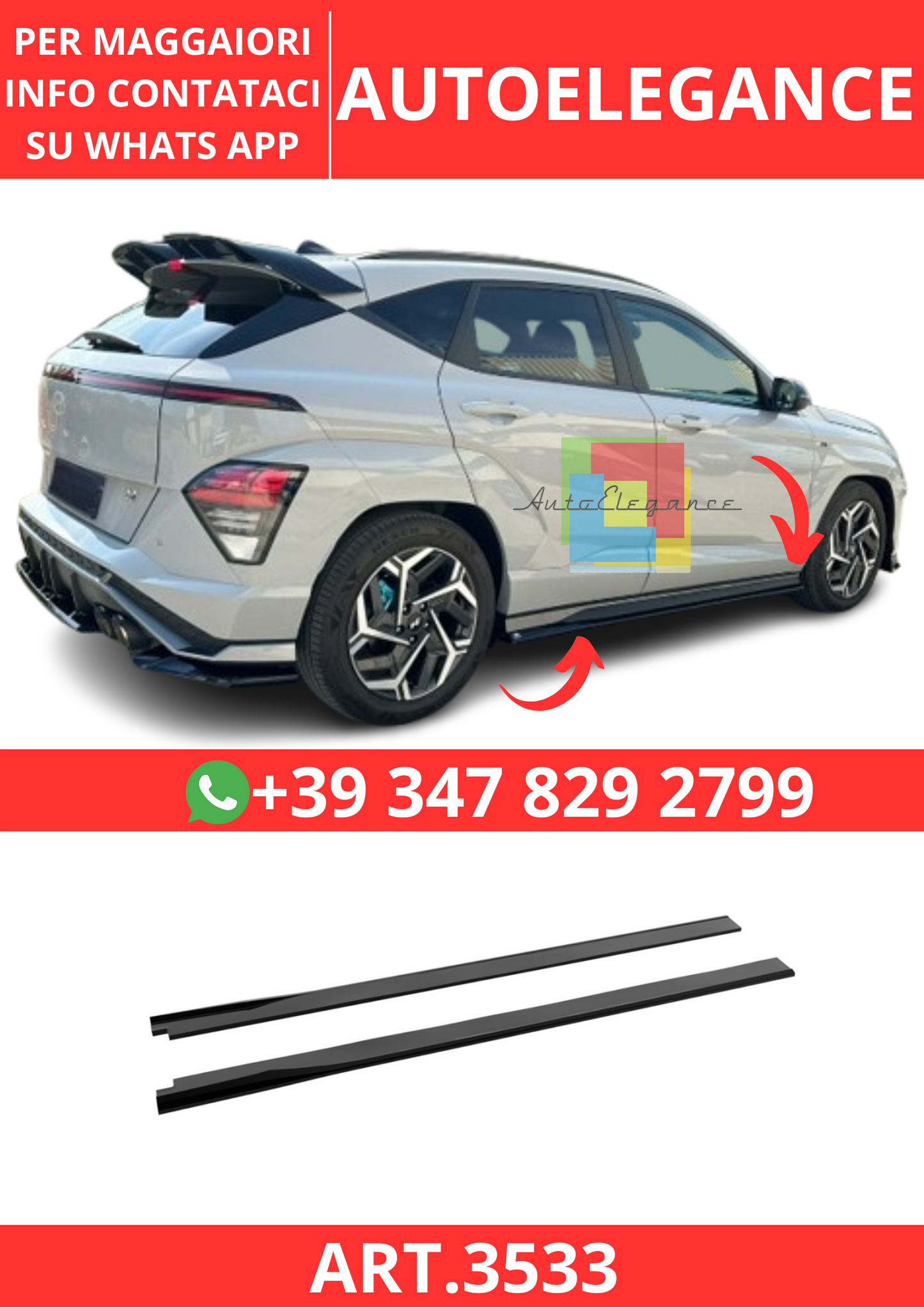 💫ART.3533 Sotto Minigonne Hyundai Kona N-Line Mk2 2023+💫