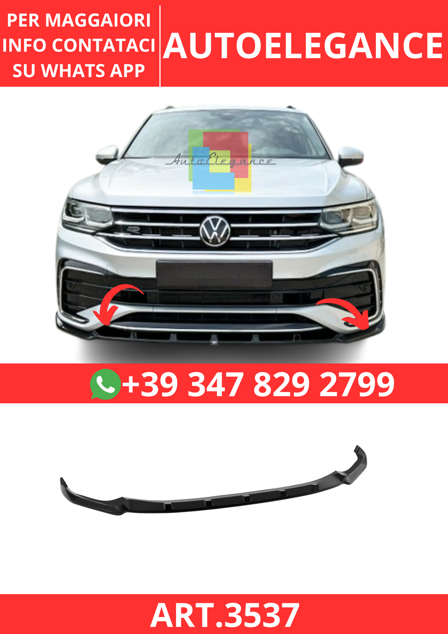 💫ART.3537 Splitter Volkswagen Tiguan R / R-Line Mk2 Facelift (2020-2024)💫