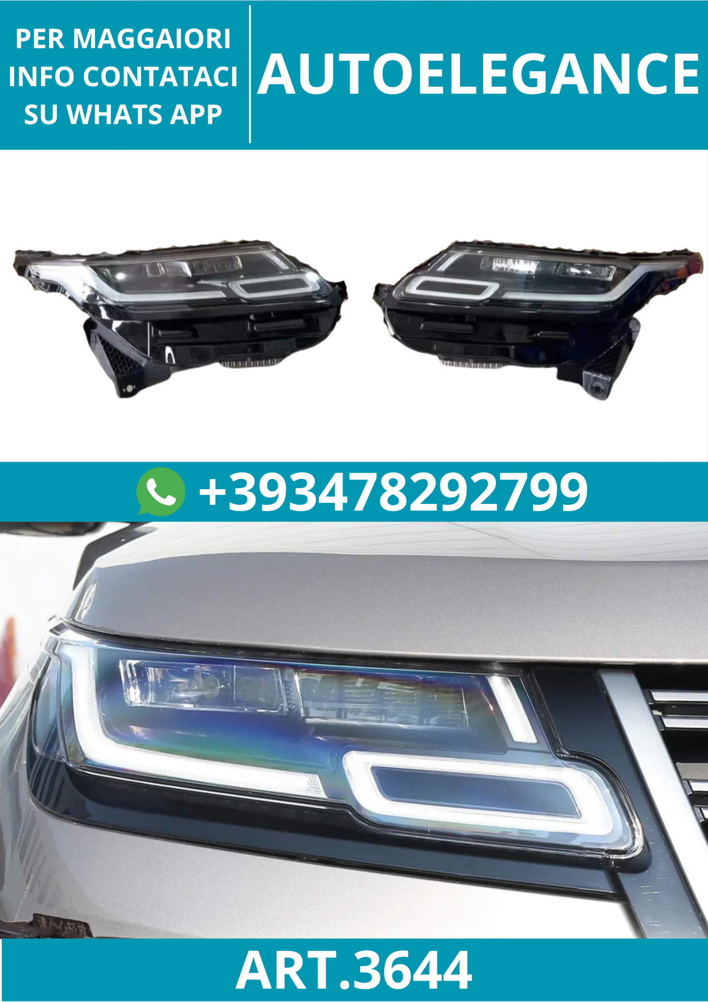 💥ART.3644 RANGE ROVER VELAR LED DOPPIO FARO TRASPARENTE PER LAND ROVER 17-24💥