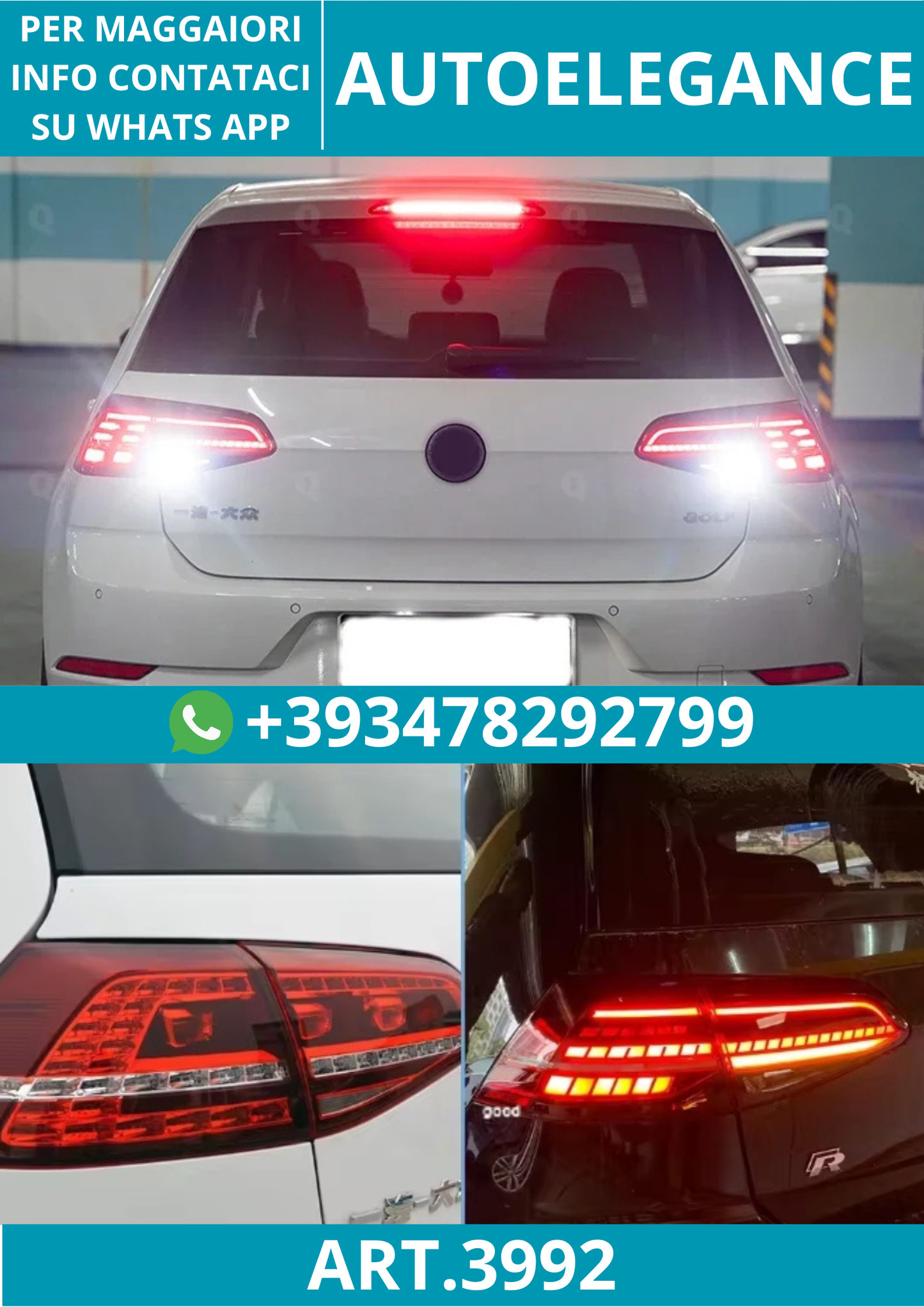 💥ART.3992 FANALI POSTERIORI LED DINAMICI PER VW GOLF 7 2013-2021 7.5 UPGRADE💥