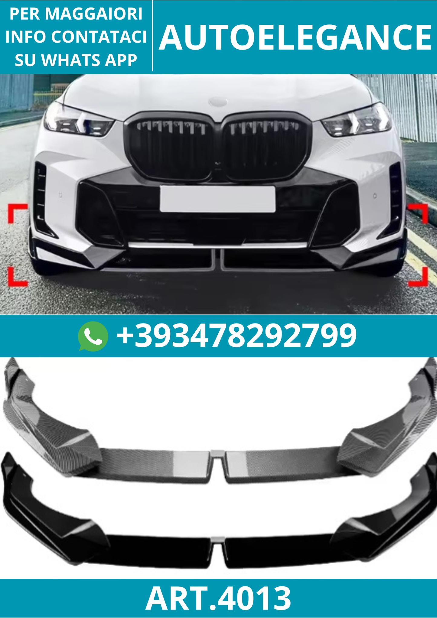 💥ART.4013 SPOILER ANTERIORE BMW X5 G05 X6 G06 2023-2024 M SPORT LCI BODY KIT💥