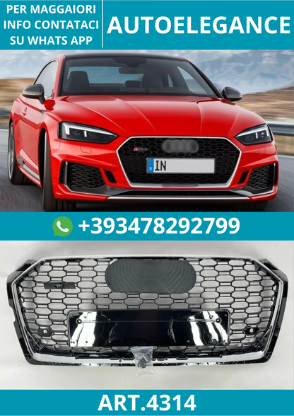 🔥ART.4314 GRIGLIA ANTERIORE NIDO D’APE STILE RS5 CROMATA PER AUDI A5 F5 2016+🔥