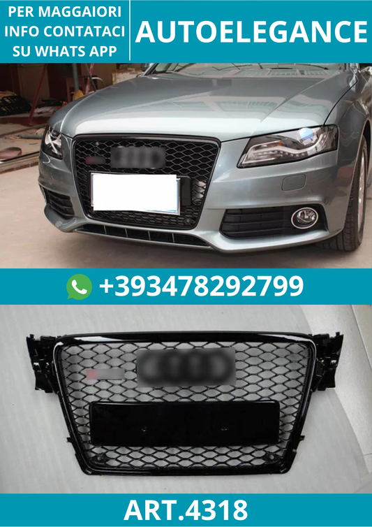 🔥ART.4318 GRIGLIA ANTERIORE NIDO DAPE STILE RS4 NERA PER AUDI A4 B8 2008-2018🔥