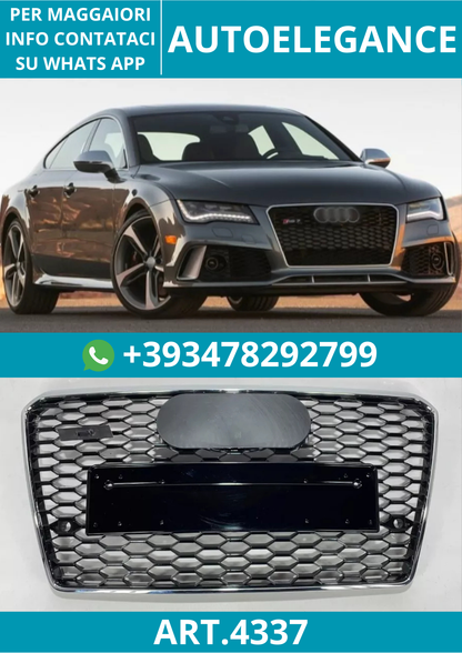 🔥ART.4337 GRIGLIA ANTERIORE NIDO D’APE STILE RS7 CROMATA NERA PER AUDI A7 4G🔥