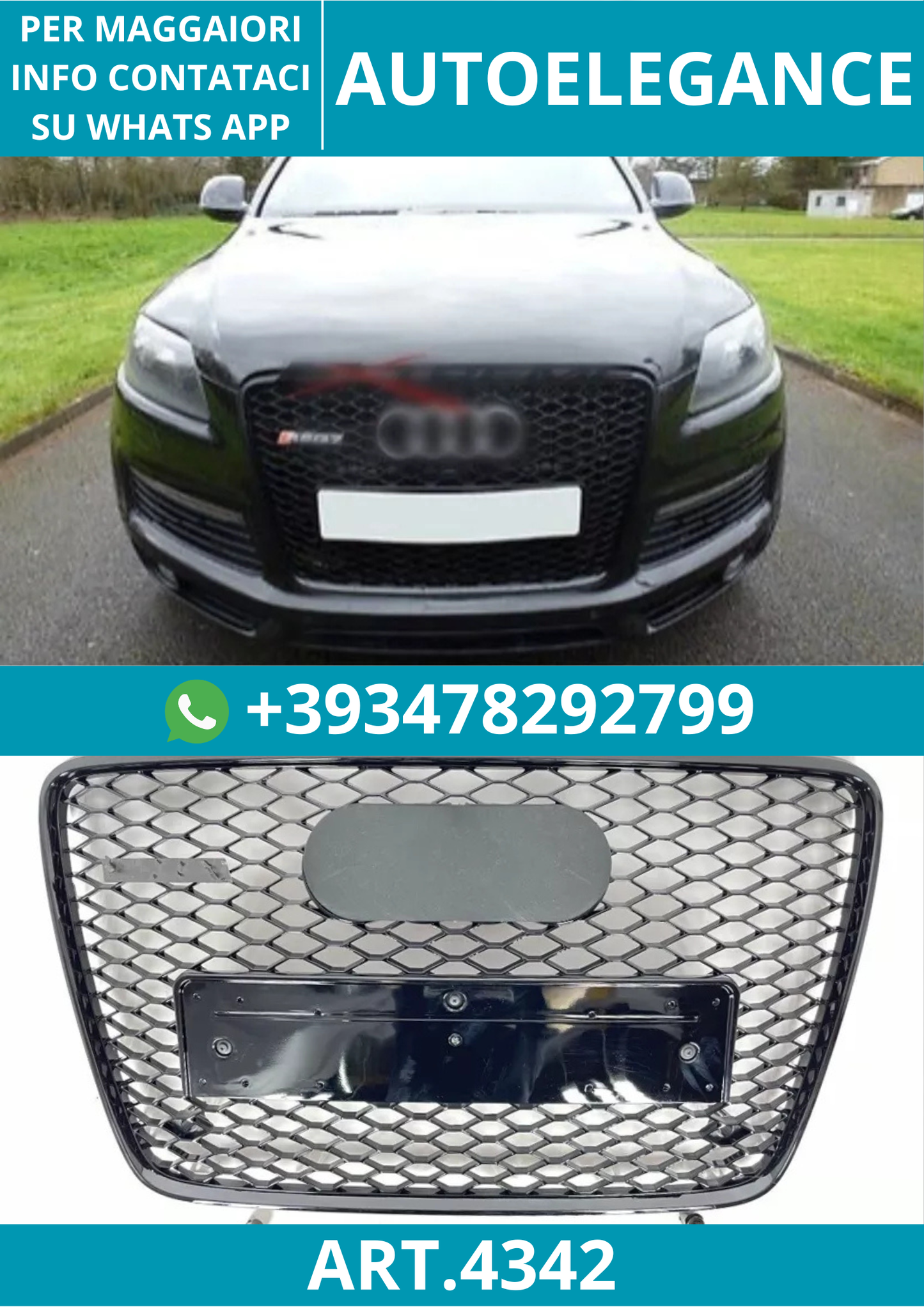 🔥ART.4342 GRIGLIA ANTERIORE NIDO D’APE STILE RSQ7 NERA PER AUDI Q7 2006-2015🔥