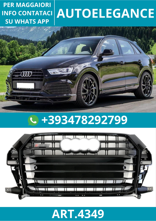 🔥ART.4349 GRIGLIA ANTERIORE NIDO DAPE STILE SQ3 NERA PER AUDI Q3 8U 2014-2018🔥
