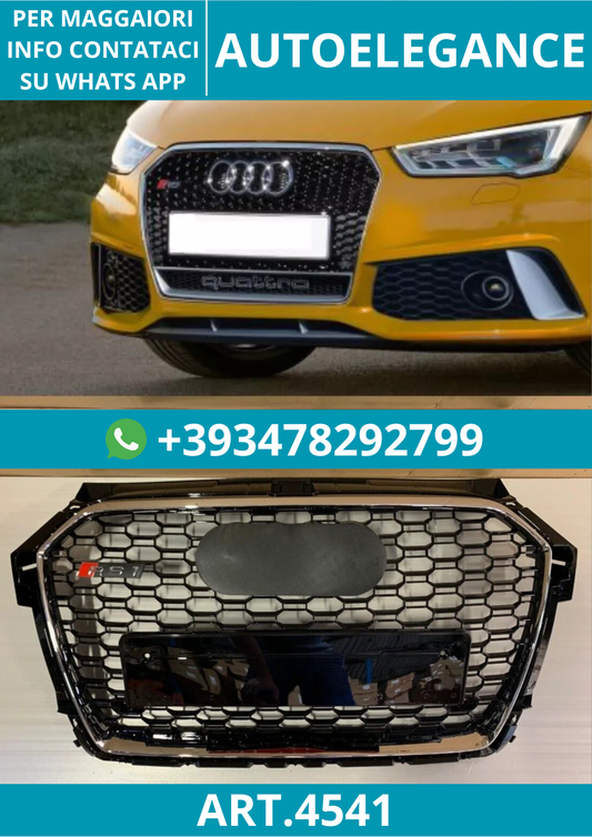 🔥ART.4541 GRIGLIA ANTERIORE NIDO D’APE RS1 NERA CROMO PER AUDI A1 8X 15-18🔥