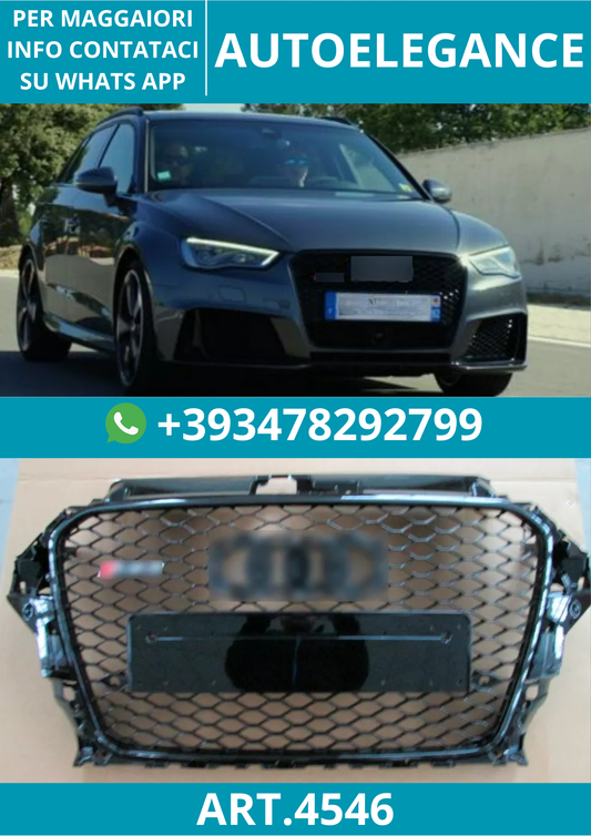 🔥ART.4546 GRIGLIA ANTERIORE NIDO DAPE STILE RS3 NERA PER AUDI A3 8V 2012-2015🔥