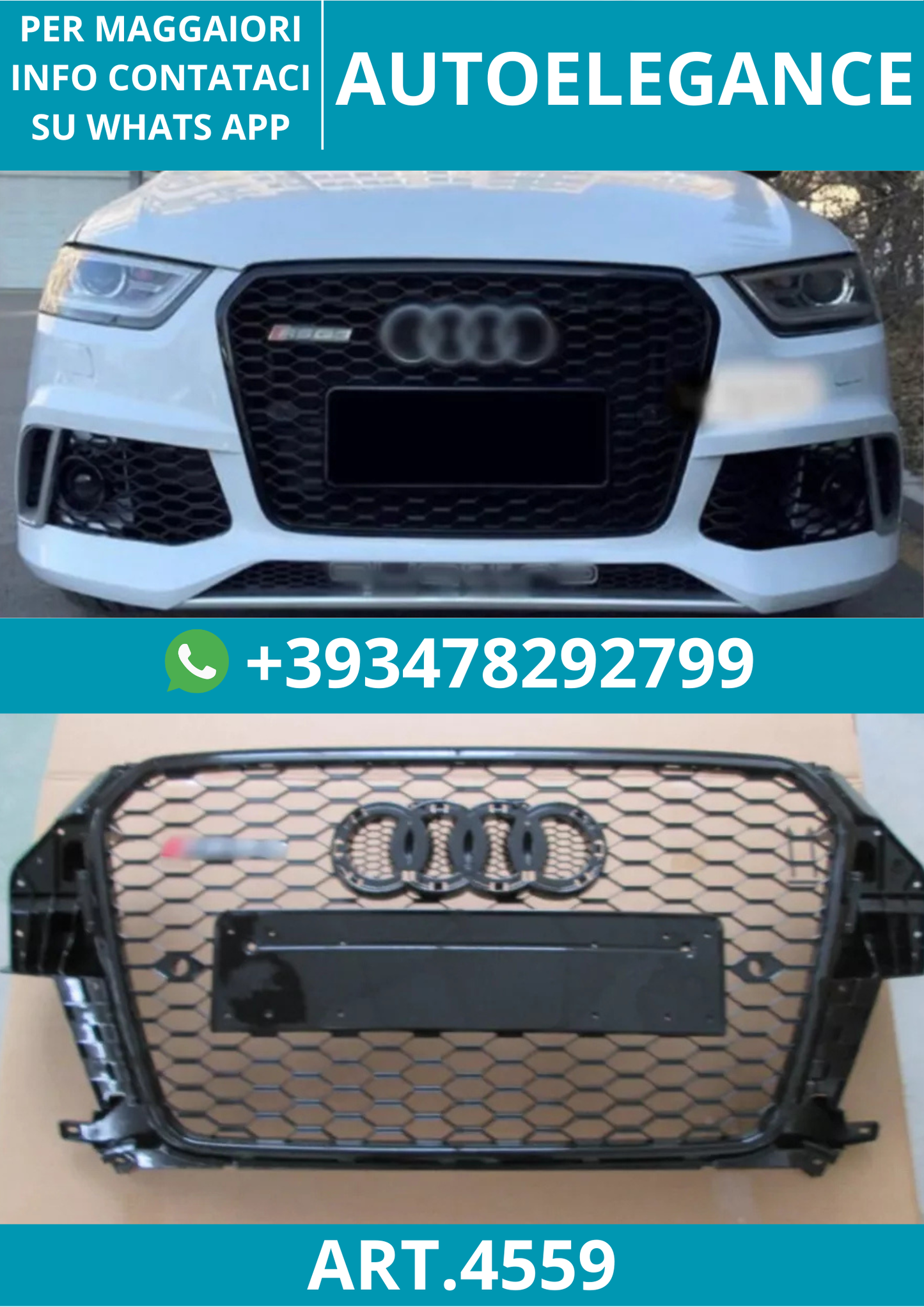 🔥ART.4559 GRIGLIA ANTERIORE NIDO D’APE STILE RSQ3 NERA PER AUDI Q3 8U 12-15🔥