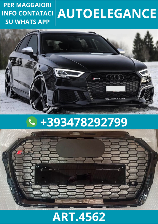 🔥ART.4562 GRIGLIA ANTERIORE NIDO D’APE STILE RS3 NERA PER AUDI A3 S3 8V 16-20🔥
