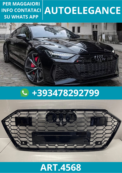 🔥ART.4568 GRIGLIA ANTERIORE NIDO D’APE STILE RS7 NERA PER AUDI A7 C8 4K 2018+🔥