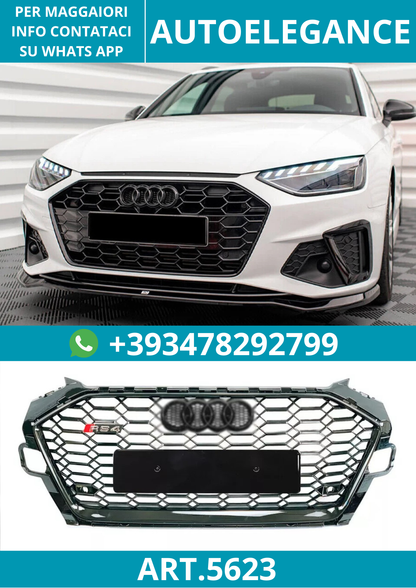 🔥ART.5623 GRIGLIA ANTERIORE RS4 NERA PER AUDI A4 / S4 B9 2020–2022🔥