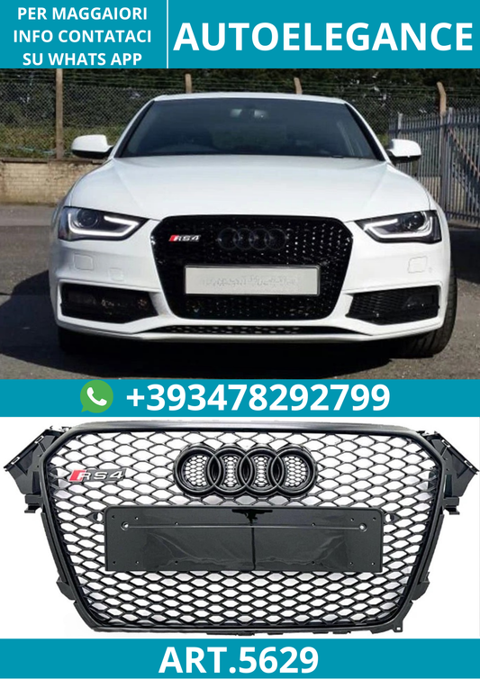 🔥ART.5629 GRIGLIA ANTERIORE A NIDO D’APE NERO LUCIDO PER AUDI A4 B8.5 13–15🔥