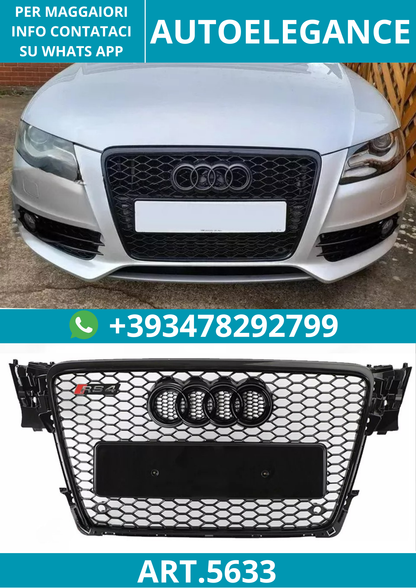 🔥ART.5633 GRIGLIA A NIDO D’APE NERO LUCIDO PER AUDI A4 / S4 B8 2008–2012🔥