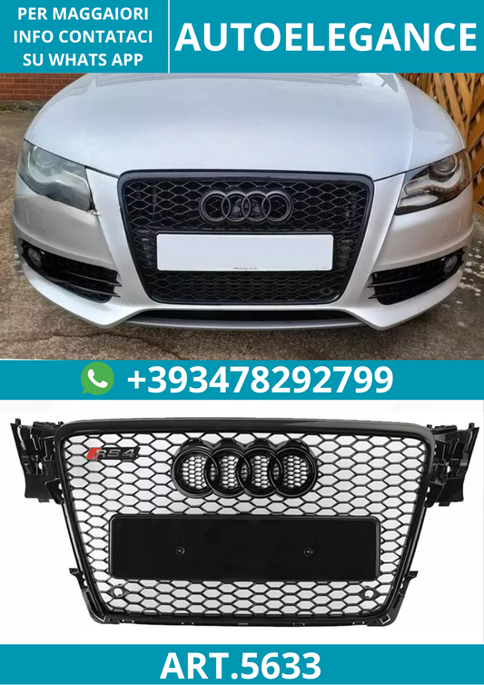 🔥ART.5633 GRIGLIA A NIDO D’APE NERO LUCIDO PER AUDI A4 / S4 B8 2008–2012🔥