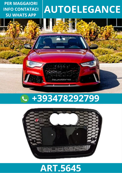 🔥ART.5645 GRIGLIA ANTERIORE RS6 PER AUDI A6 / S6 C7 2013–2015 NERO LUCIDO🔥