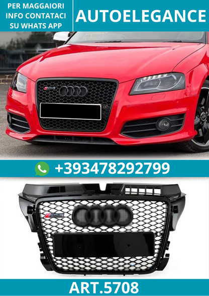 🔥ART.5708 GRIGLIA ANTERIORE RS NERA PER AUDI A3 / S3 8P 2008–2012🔥