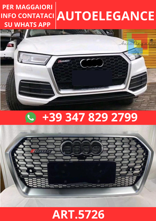 🔥ART.5726 GRIGLIA ANTERIORE RSQ5 A NIDO D’APE ARGENTO PER AUDI Q5/SQ5 18–20🔥