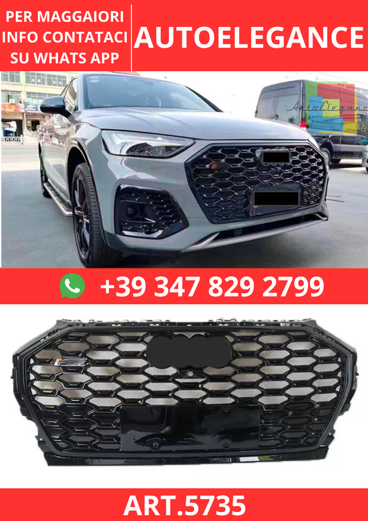 🔥ART.5735 GRIGLIA ANTERIORE RSQ5 A NIDO D’APE NERO LUCIDO PER AUDI Q5 21–23🔥
