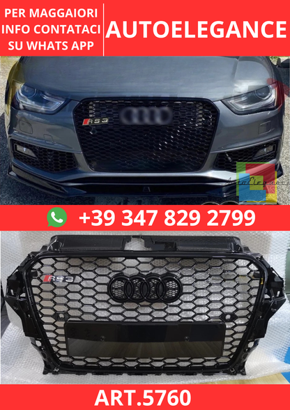 🔥ART.5760 GRIGLIA ANTERIORE RS3 A NIDO D’APE NERA PER AUDI A3 S-LINE 13–16🔥