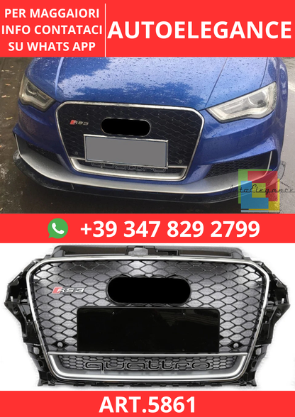 🔥ART.5861 GRIGLIA ANTERIORE RS NERA PER AUDI A3 8V/S3 S-LINE 2013–2016🔥