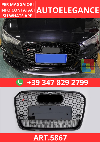 🔥ART.5867 GRIGLIA ANTERIORE RS NERA LUCIDA PER AUDI A6 C7 / S6 S-LINE 12–15🔥