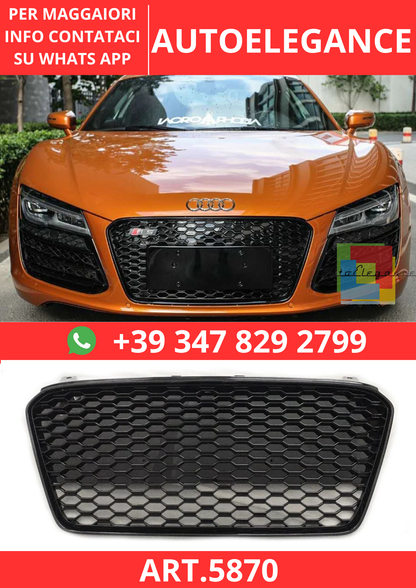 🔥ART.5870 GRIGLIA ANTERIORE NERO LUCIDO PER AUDI R8 42 V8/V10 2013–2015🔥