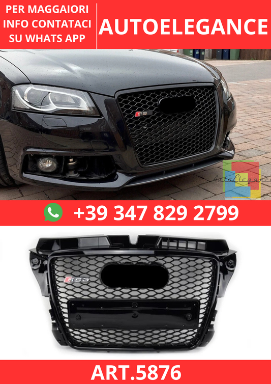 🔥ART.5876 GRIGLIA ANTERIORE NERO LUCIDO PER AUDI A3 8P / S3 S-LINE 2009–2012🔥