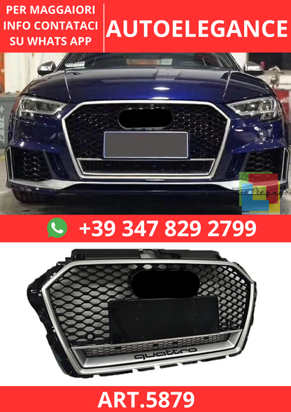 🔥ART.5879 GRIGLIA ANTERIORE RS NERA PER AUDI A3 8V2 / S3 S-LINE 2017–2020🔥