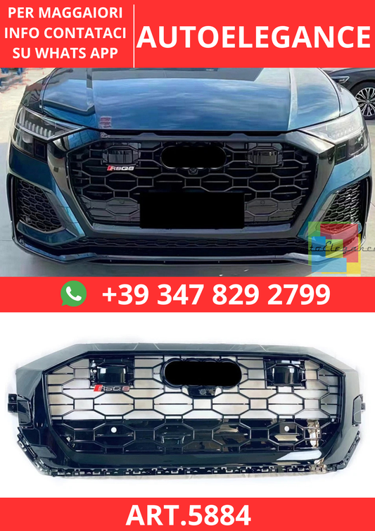 🔥ART.5884 GRIGLIA ANTERIORE NERO LUCIDO PER AUDI Q8 4M / SQ8 2019–2024🔥