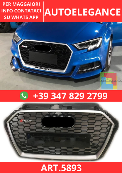 🔥ART.5893 GRIGLIA ANTERIORE PER AUDI A3 8V2 / S3 S-LINE 2017–2020🔥