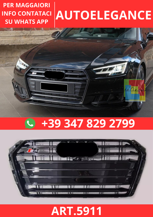 🔥ART.5911 GRIGLIA ANTERIORE NERO LUCIDO PER AUDI A4 B9 / S4 2016–2019🔥