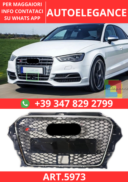 🔥ART.5973 GRIGLIA ANTERIORE NERA PER AUDI A3 8V1 / S3 2013–2016🔥