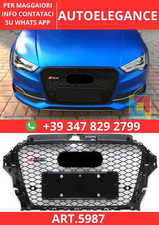 🔥ART.5987 GRIGLIA ANTERIORE NERO LUCIDO PER AUDI A3 8V1 / S3 S-LINE 2013–2016🔥
