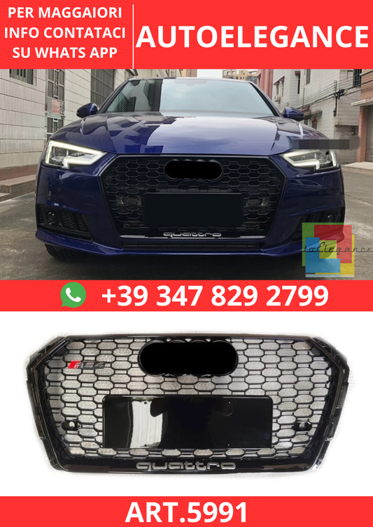 🔥ART.5991 GRIGLIA ANTERIORE NERO LUCIDO PER AUDI A4 B9/S4 S-LINE 2016–2019🔥