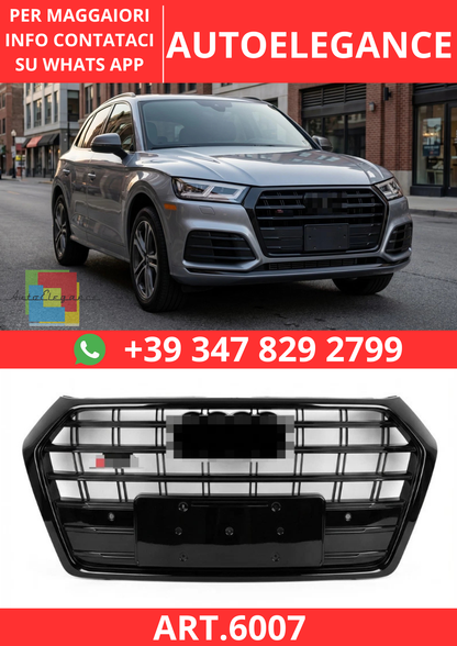 🔥ART.6007 GRIGLIA ANTERIORE NERO LUCIDO STILE SQ5 PER AUDI Q5 2016–2019🔥
