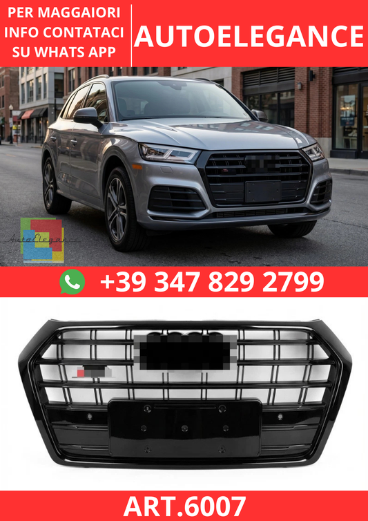 🔥ART.6007 GRIGLIA ANTERIORE NERO LUCIDO STILE SQ5 PER AUDI Q5 2016–2019🔥