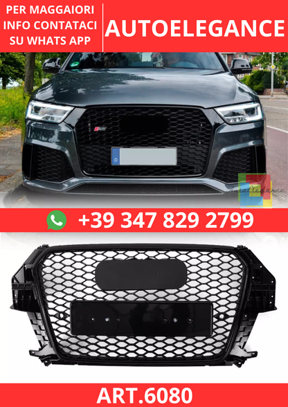 🔥ART.6080 GRIGLIA ANTERIORE RSQ3 A NIDO D’APE NERO LUCIDO PER AUDI Q3 13–16🔥