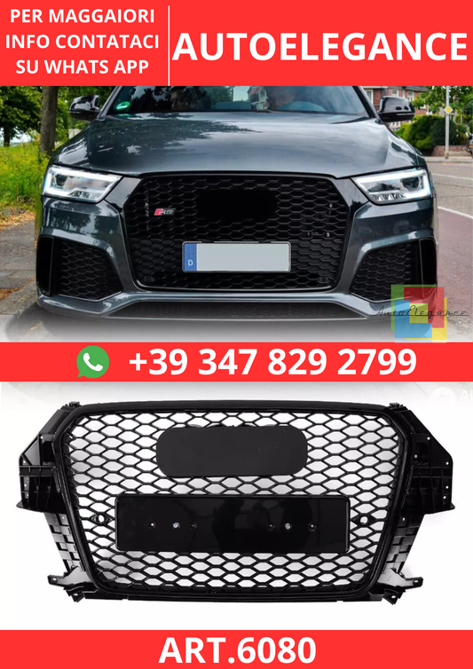 🔥ART.6080 GRIGLIA ANTERIORE RSQ3 A NIDO D’APE NERO LUCIDO PER AUDI Q3 13–16🔥