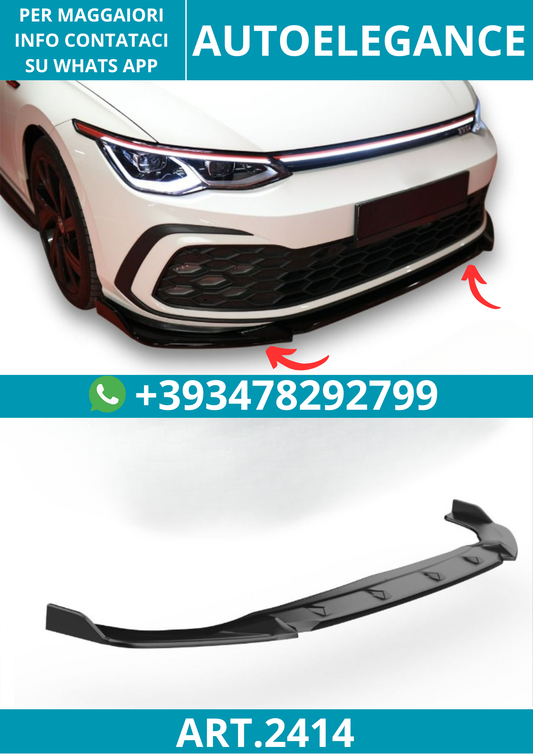 2414⭐Splitter anteriore adatto per Volkswagen Golf Mk8 GTI GTE GTD R-Line 20-24⭐