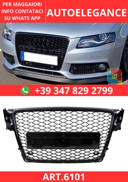 🔥ART.6101 GRIGLIA ANTERIORE NIDO D’APE NERO LUCIDO PER AUDI A4 B8 2008–2012🔥