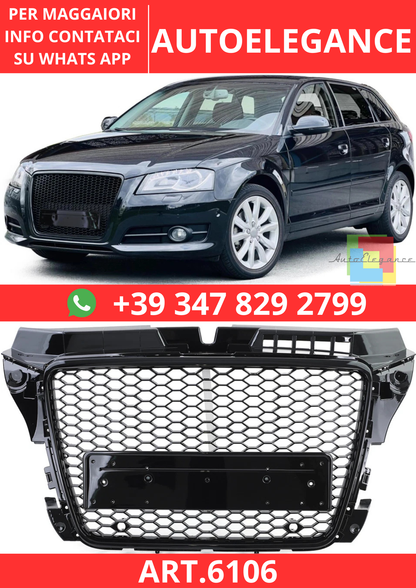 🔥ART.6106 GRIGLIA ANTERIORE A NIDO D’APE NERO LUCIDO PER AUDI A3 8P 2008–2013🔥