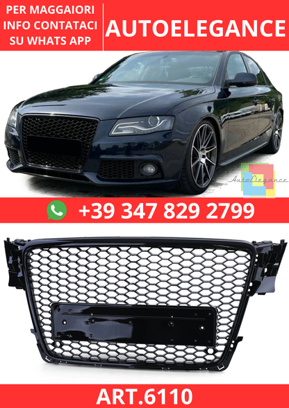🔥ART.6110 GRIGLIA ANTERIORE A NIDO D’APE NERO LUCIDO PER AUDI A4 B8 8K 07–11🔥
