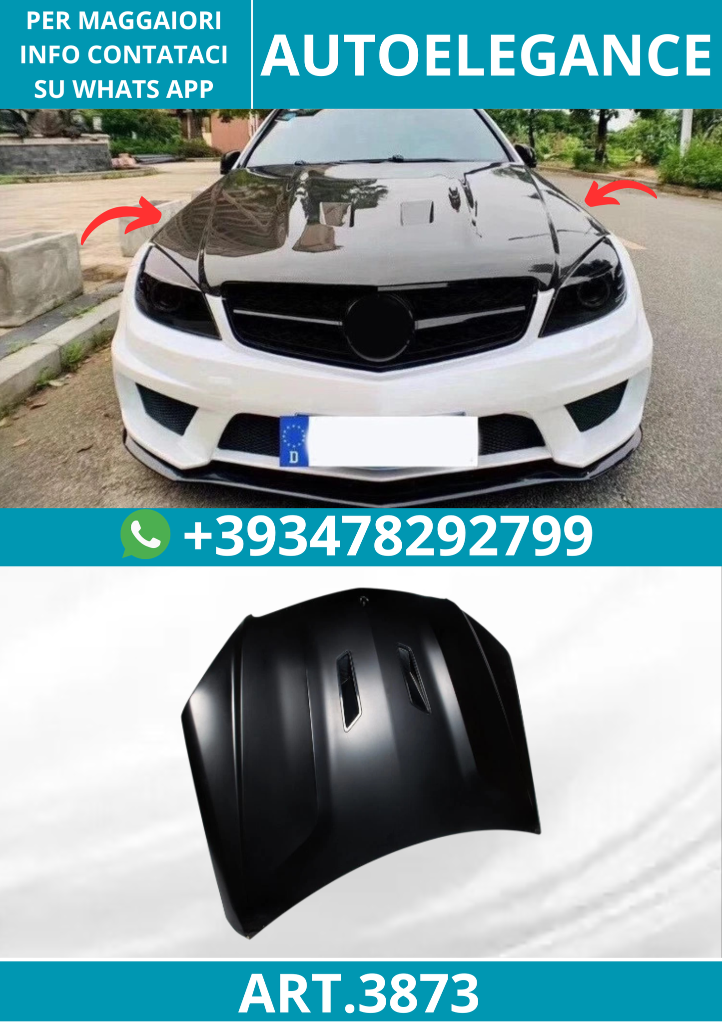 ART.3873 Cofano alluminio 507 AMG Look Mercedes Classe C (W204)  (2007-2011)