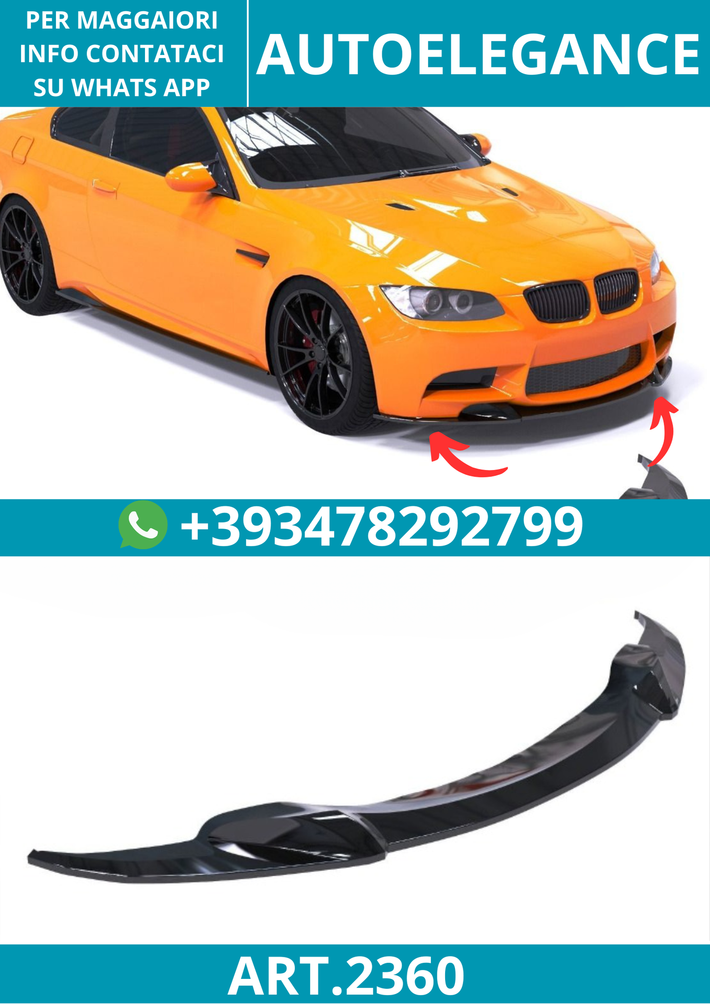 2360⭐Splitter adatto per BMW Serie 3 M3 E92 Coupé 07–13 M3 E93 Cabriolet 08–13⭐