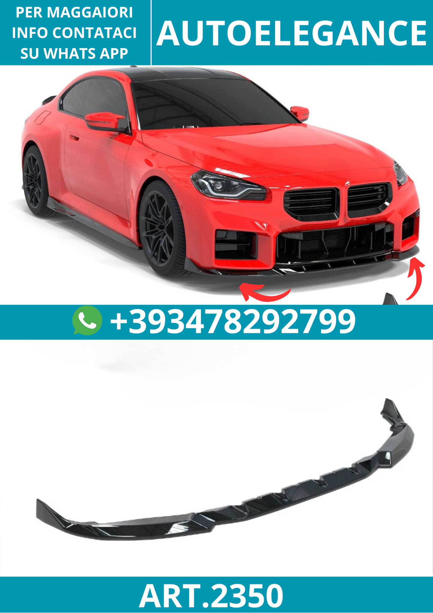 2350⭐Splitter anteriore adatto per BMW Serie 2 M2 G87 (2023+)⭐