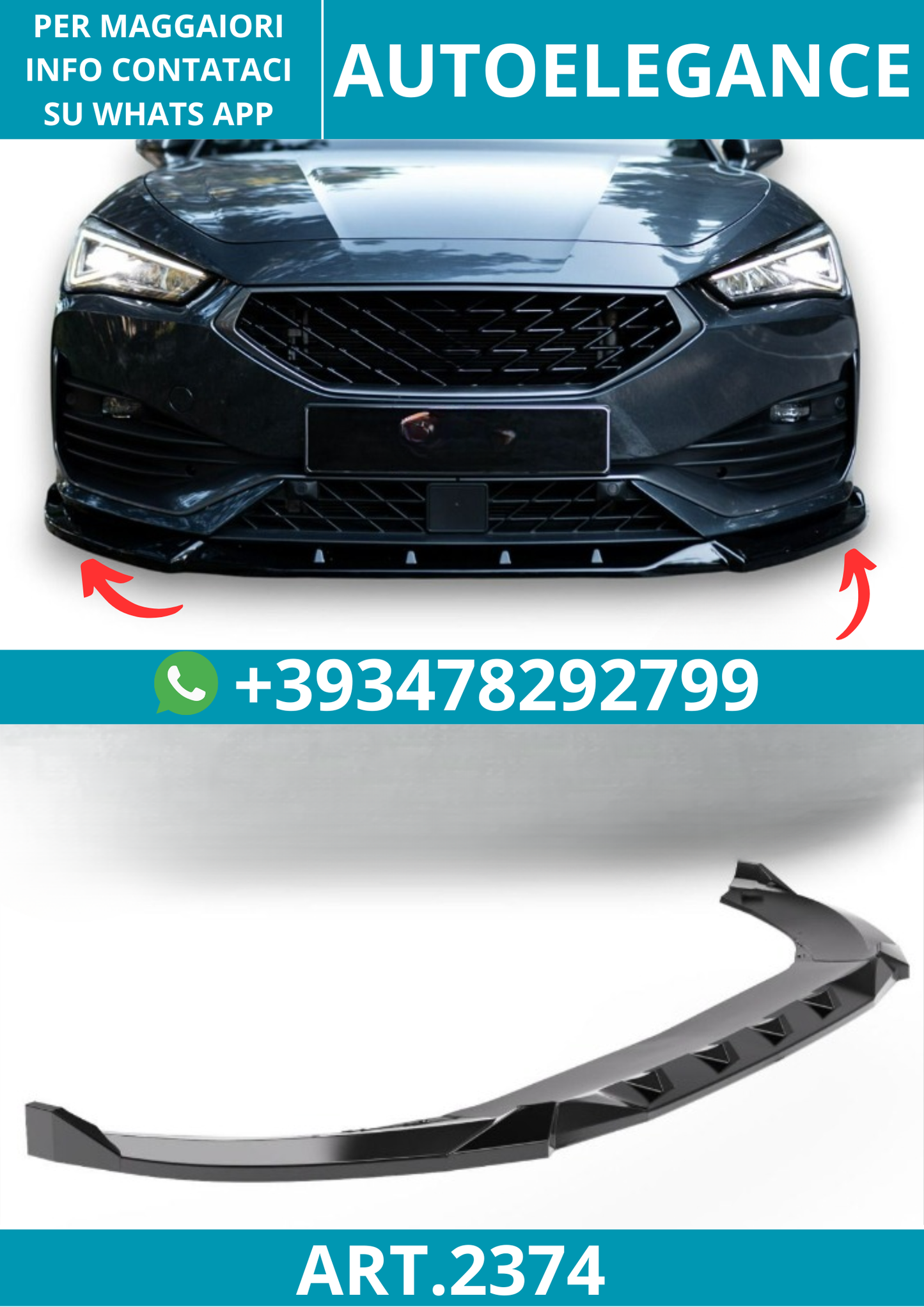 2374⭐Splitter anteriore passend per Seat Leon Mk1 (2020-2024)⭐