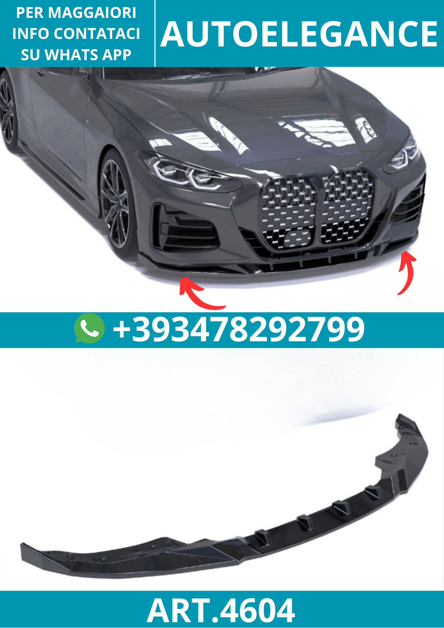 4604⭐Splitter anteriore adatto per BMW Serie 4 Coupé (G22/G23) M-Pack 20-24⭐