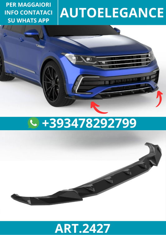 2427⭐Splitter anteriore adatto per Volkswagen Tiguan R R-Line Mk2 Flift 20–24⭐